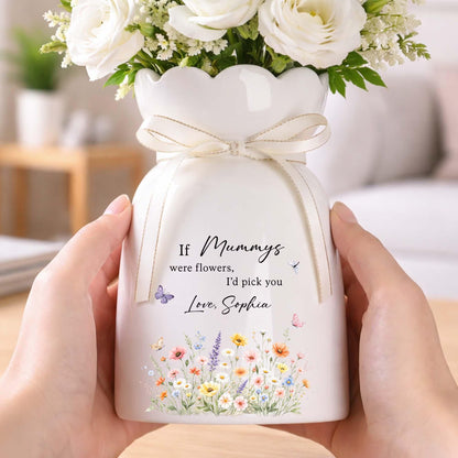Personalized Wildflower Ceramic Flower Vase with Name Mother's Day Gift for Mom