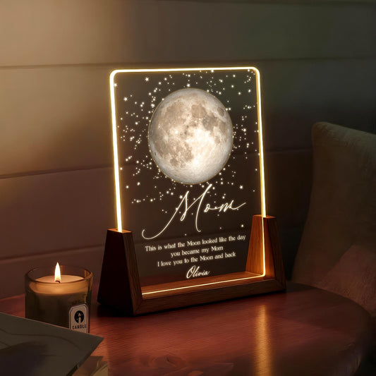 Personalized Moon Phase Night Light The Day You Became My Mom Gift for Mom