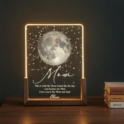 Personalized Moon Phase Night Light The Day You Became My Mom Gift for Mom