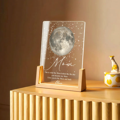 Personalized Moon Phase Night Light The Day You Became My Mom Gift for Mom