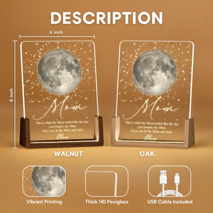 Personalized Moon Phase Night Light The Day You Became My Mom Gift for Mom