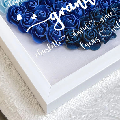 Personalized First Mom Now Grandma Flower Shadow Box With Kids Names Mother's Day Gift