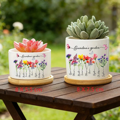 Personalized Birth Month Flower Pot Nana's Garden Planter with Grandkids' Names Mother's Day Gift
