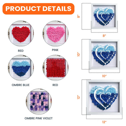 Personalized Mom Grandma Hearts LED Light Flower Shadow Box With Kids Names Mother's Day Gift
