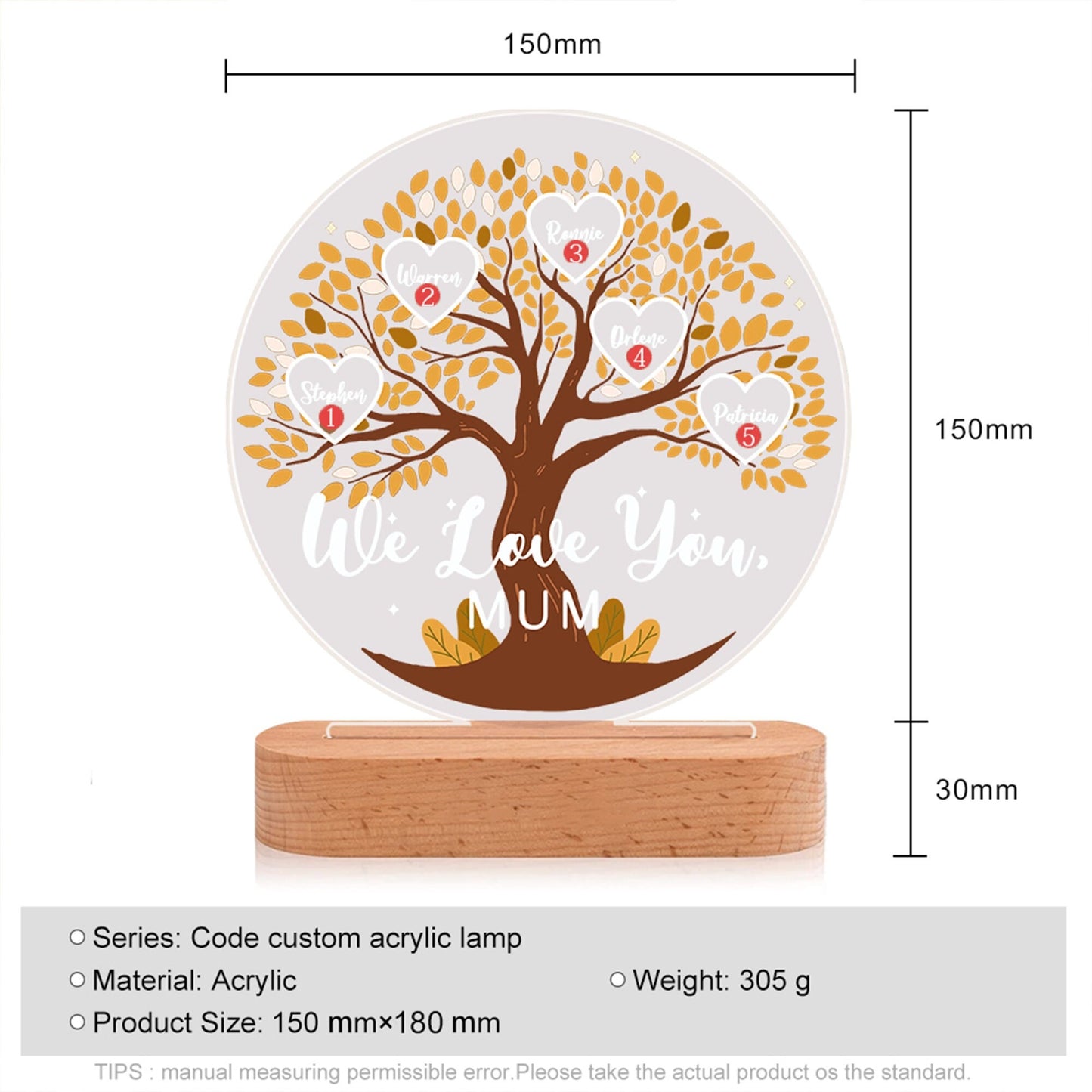 Personalized Tree of Life Names Night Light Family Tree Night Light With Kids Names Mother's Day Gift