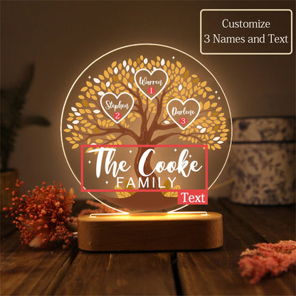 Personalized Tree of Life Names Night Light Family Tree Night Light With Kids Names Mother's Day Gift