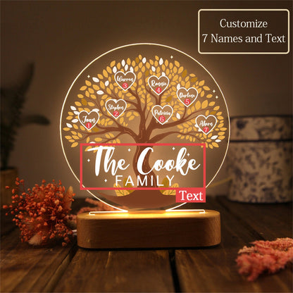 Personalized Tree of Life Names Night Light Family Tree Night Light With Kids Names Mother's Day Gift