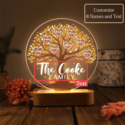 Personalized Tree of Life Names Night Light Family Tree Night Light With Kids Names Mother's Day Gift