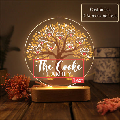 Personalized Tree of Life Names Night Light Family Tree Night Light With Kids Names Mother's Day Gift