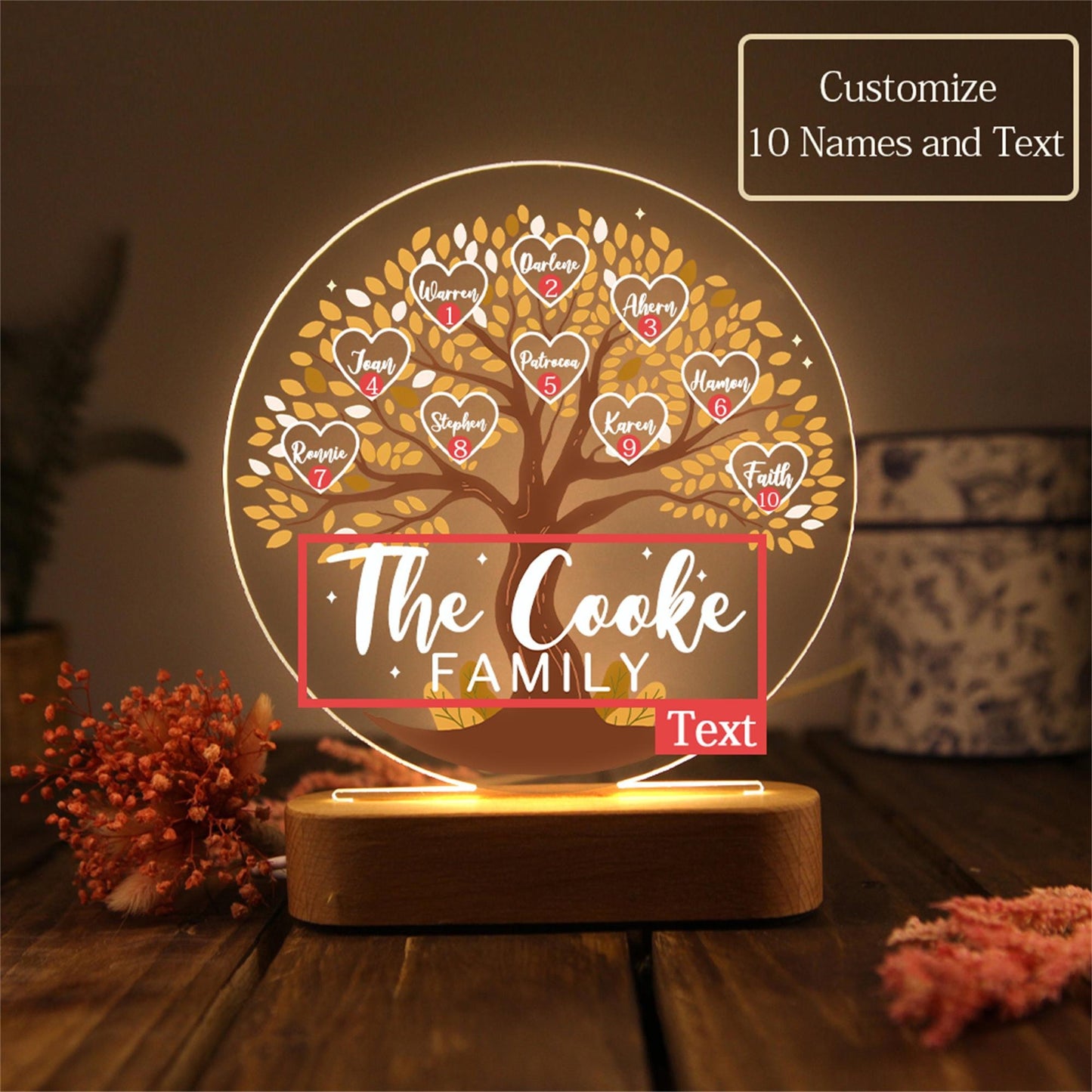 Personalized Tree of Life Names Night Light Family Tree Night Light With Kids Names Mother's Day Gift
