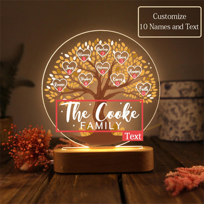 Personalized Tree of Life Names Night Light Family Tree Night Light With Kids Names Mother's Day Gift