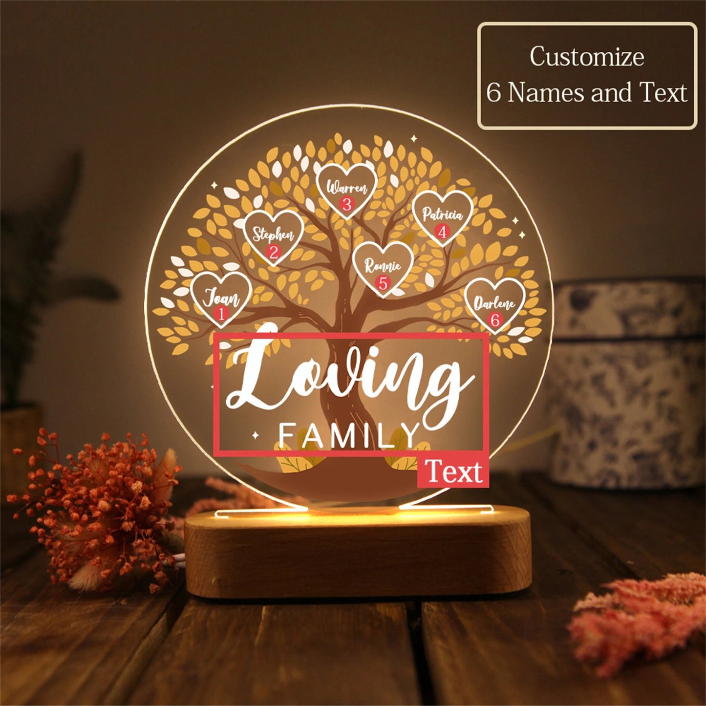 Personalized Tree of Life Names Night Light Family Tree Night Light With Kids Names Mother's Day Gift