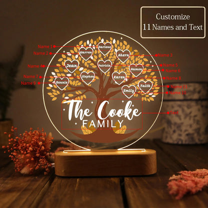 Personalized Tree of Life Names Night Light Family Tree Night Light With Kids Names Mother's Day Gift
