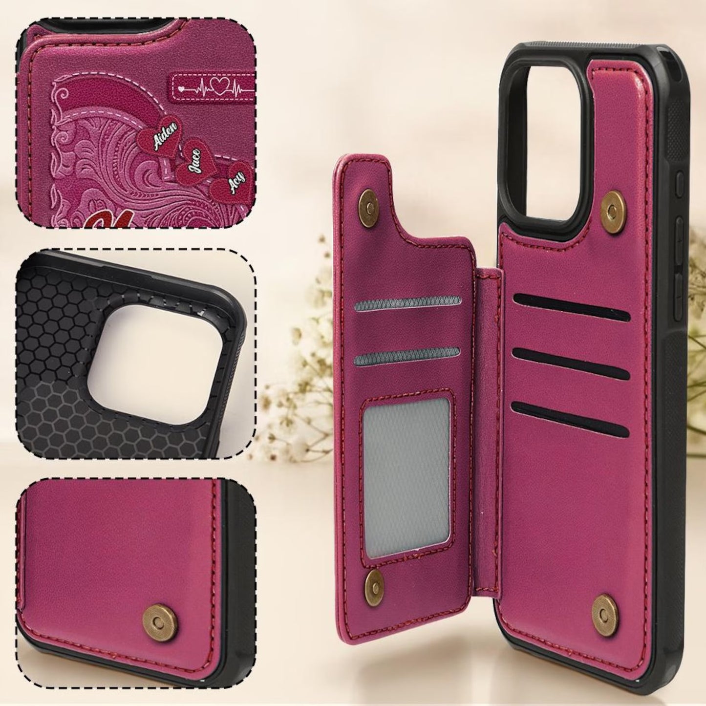 Personalized Grandma's Little Sweethearts Leather Wallet Phone Case Gift for Mom