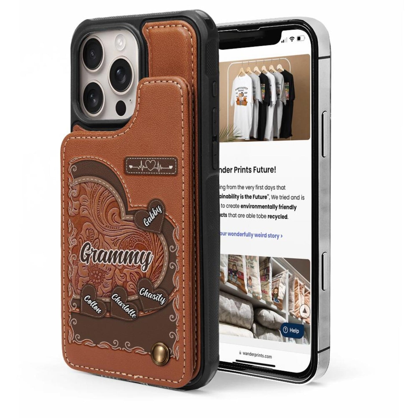 Personalized Grandma's Little Sweethearts Leather Wallet Phone Case Gift for Mom