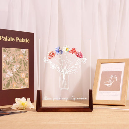 Personalized Family Bouquet Night Light Birth Month Flower Night Light With Kids Names Mother's Day Gift