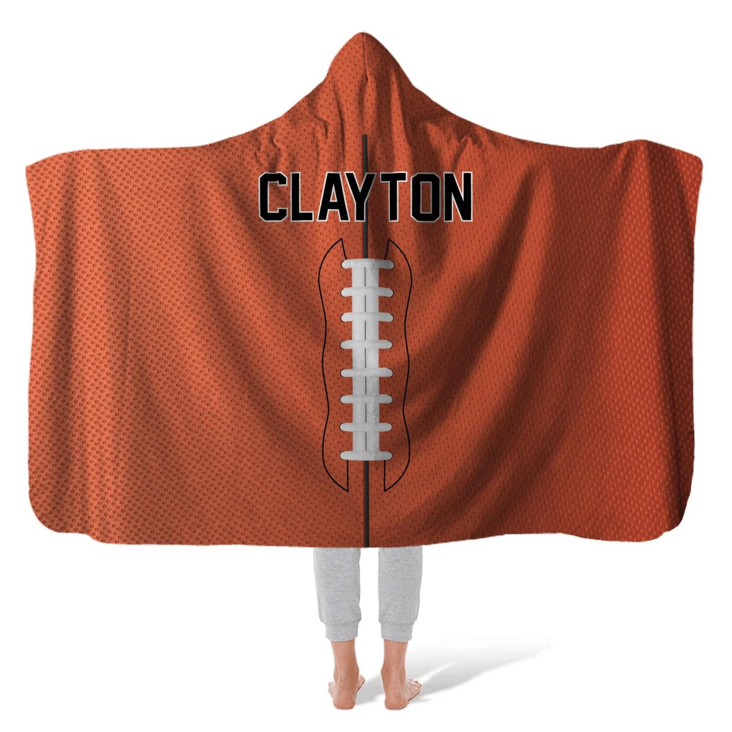 FOOTBALL THROW HOODED -Hooded Minky Fleece Blanket