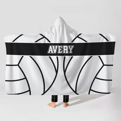 Cozy Personalized Volleyball Hooded Blanket Name Fleece Throw Blanket With Hood