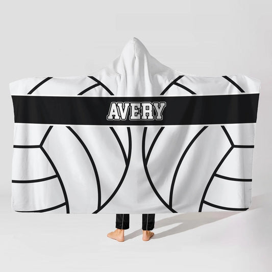 Cozy Personalized Volleyball Hooded Blanket Name Fleece Throw Blanket With Hood