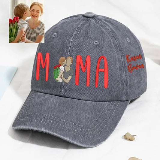 Embroidered Mama Portrait Mom Baseball Cap Custom Mother’s Day Baseball Cap
