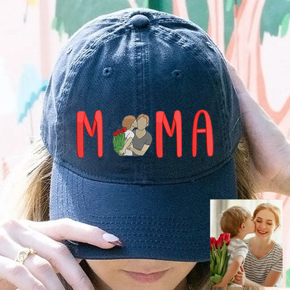 Embroidered Mama Portrait Mom Baseball Cap Custom Mother’s Day Baseball Cap