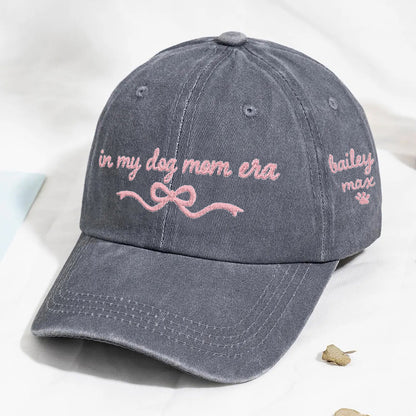 Personalized Embroidered In My Dog Mom Era Baseball Cap with Bow Custom Dog Mom Hat Mother’s Day Gift Ideas