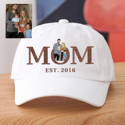 Embroidered Mom Portrait Baseball Cap With Photo Personalized Mom Hat Mother’s Day Gift Ideas
