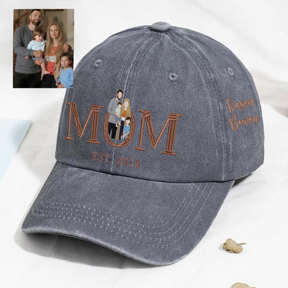 Embroidered Mom Portrait Baseball Cap With Photo Personalized Mom Hat Mother’s Day Gift Ideas