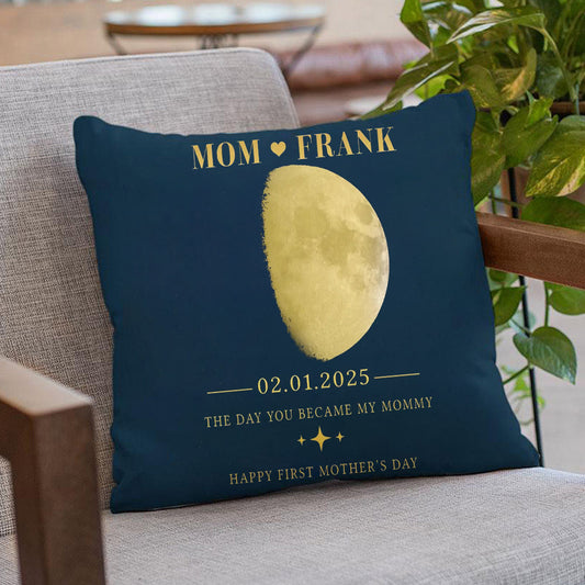 Personalized Mom Moon Phase by Date Throw Pillow Cover Mother's Day Gift for New Mom