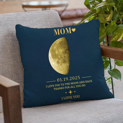 Personalized Mom Moon Phase by Date Throw Pillow Cover Mother's Day Gift for New Mom
