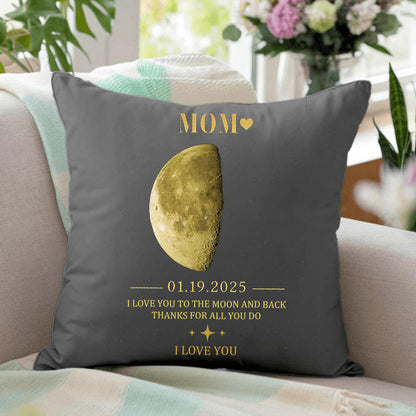 Personalized Mom Moon Phase by Date Throw Pillow Cover Mother's Day Gift for New Mom