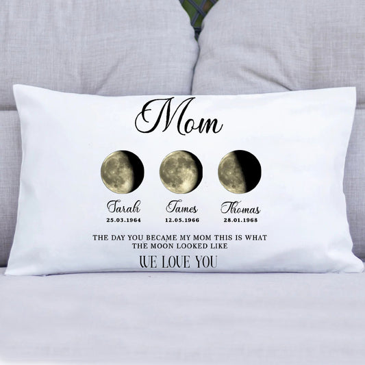 Personalized Mom Moon Phase by Date Throw Pillow Cover Mother's Day Gift for Mom