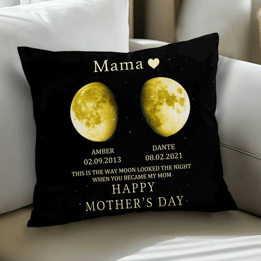 Personalized Mom Moon Phase by Date Throw Pillow Cover Mother's Day Gift for Mom