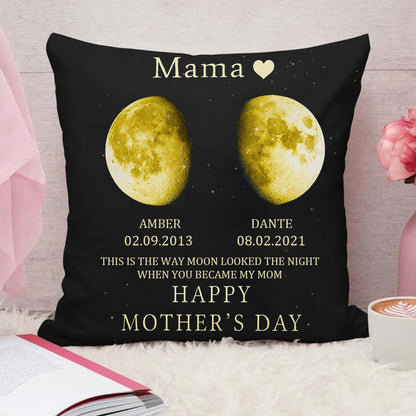 Personalized Mom Moon Phase by Date Throw Pillow Cover Mother's Day Gift for Mom