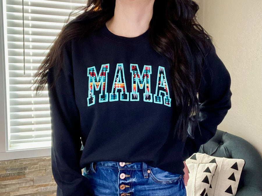 Personalized Embroidered Southwestern Aztec Mama Mom Grandma Auntie Sweatshirt Hoodie Mother's Day Gift