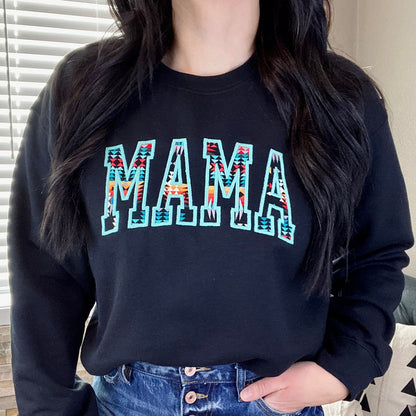 Personalized Embroidered Southwestern Aztec Mama Mom Grandma Auntie Sweatshirt Hoodie Mother's Day Gift
