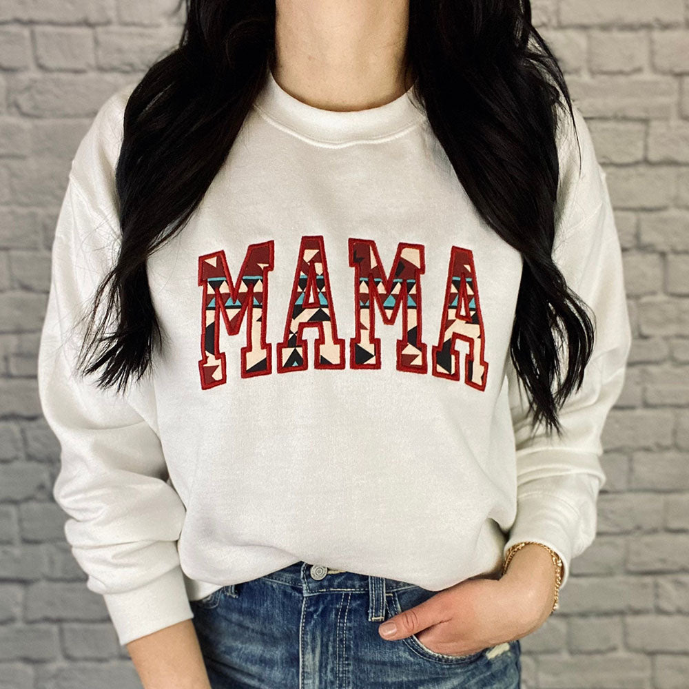 Personalized Embroidered Southwestern Aztec Mama Mom Grandma Auntie Sweatshirt Hoodie Mother's Day Gift