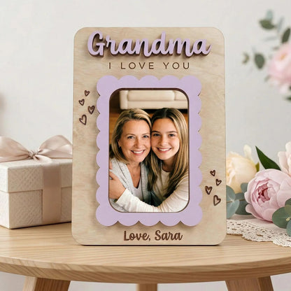 Personalized Photo Magnet for Mom Grandma Wood Picture Frame Mother's Day Gift