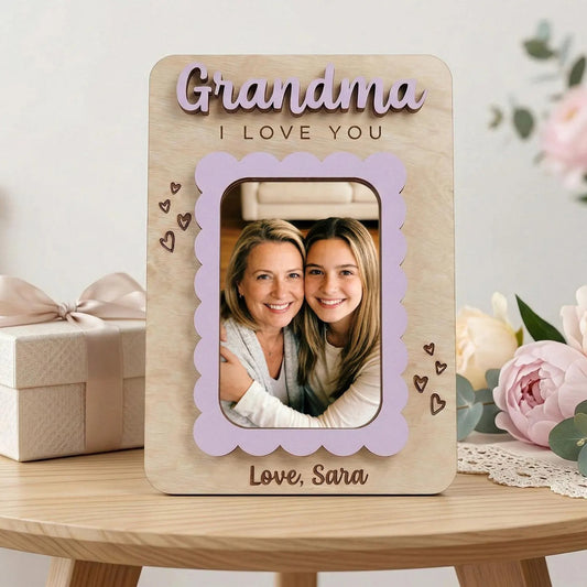 Personalized Photo Magnet for Mom Grandma Wood Picture Frame Mother's Day Gift