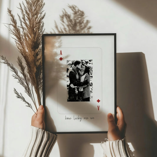Personalized Lucky Card Print Romantic Gift For Girlfriend Boyfriend Couple Wall Art