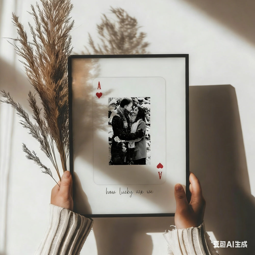 Personalized Lucky Card Print Romantic Gift For Girlfriend Boyfriend Couple Wall Art