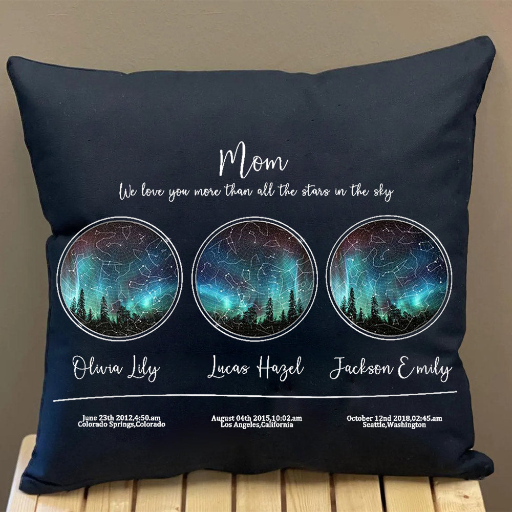 Personalized Grandma We Love You More Than All the Stars in the Sky Star Map Throw Pillow Cover by Date and Location Mother's Day Gift