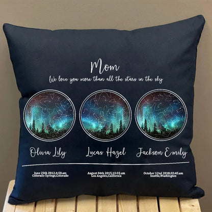 Personalized Grandma We Love You More Than All the Stars in the Sky Star Map Throw Pillow Cover by Date and Location Mother's Day Gift
