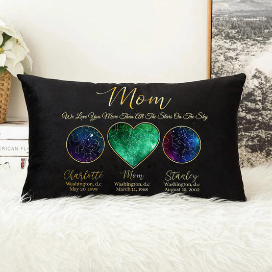 Personalized Mom We Love You More Than All the Stars in the Sky Star Map Throw Pillow Cover by Date and Location Mother's Day Gift