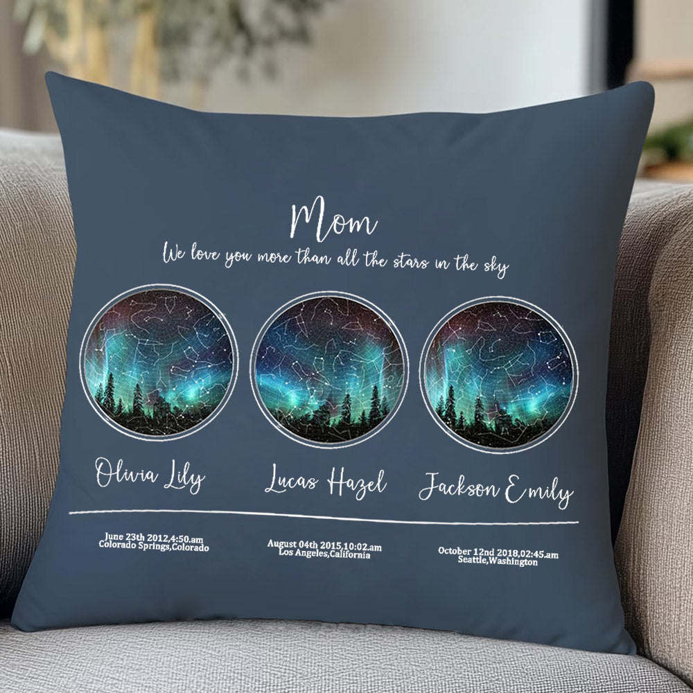 Personalized Grandma We Love You More Than All the Stars in the Sky Star Map Throw Pillow Cover by Date and Location Mother's Day Gift