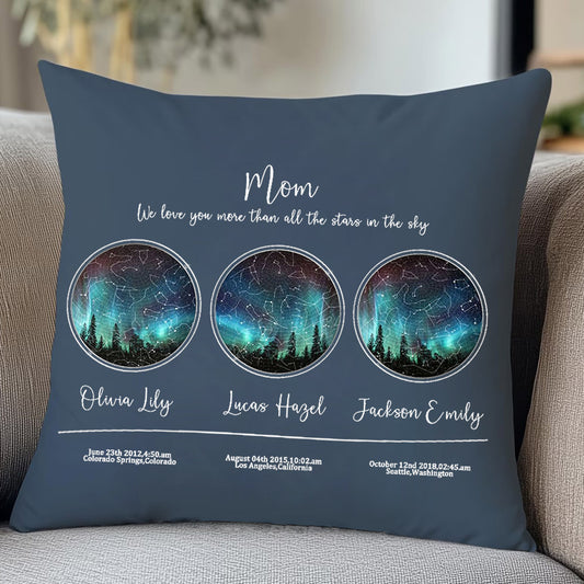 Personalized Mom Star Map Throw Pillow Cover by Date and Location Mother's Day Gift