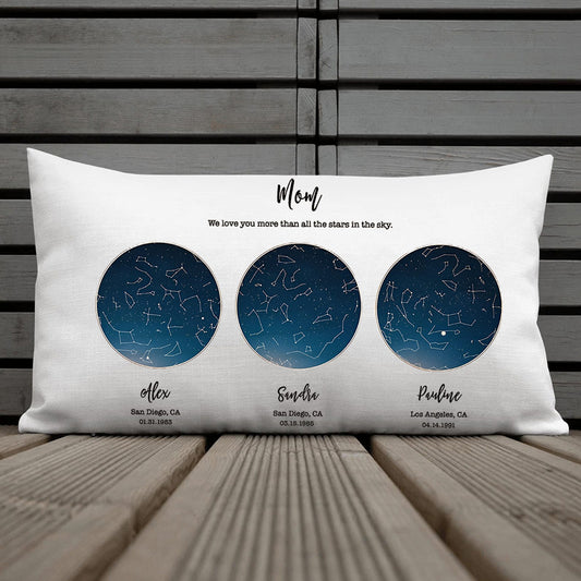 Personalized Mom We Love You More Than All the Stars in the Sky Star Map Throw Pillow Cover by Date and Location Mother's Day Gift