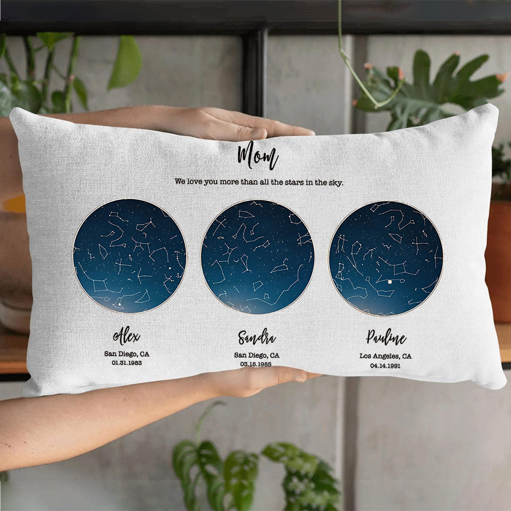 Personalized Mom We Love You More Than All the Stars in the Sky Star Map Throw Pillow Cover by Date and Location Mother's Day Gift