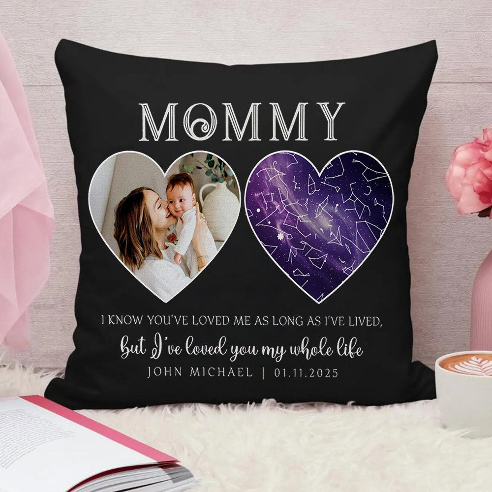 Personalized Mom Star Map Throw Pillow Cover by Date and Location Mother's Day Gift for New Mom