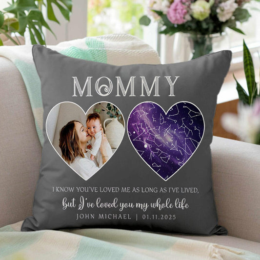 Personalized Mom Star Map Throw Pillow Cover by Date and Location Mother's Day Gift for New Mom